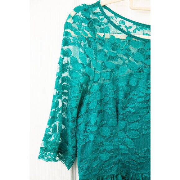 Dorothy Perkins Knee-Length Teal Lace Cocktail Dress, size 10 - Picture 2 of 10